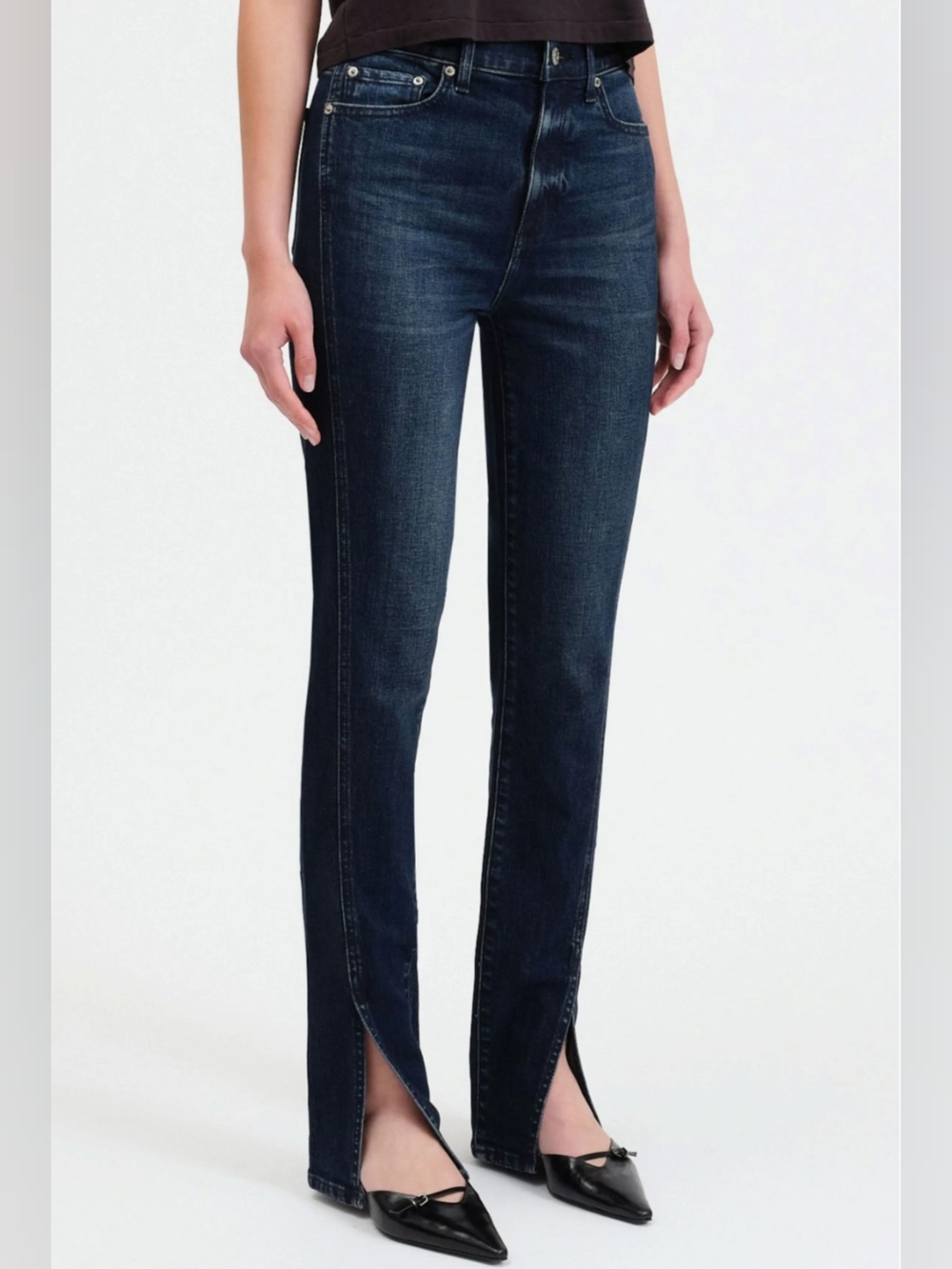 Daze Denim Downtown High Waist Split Hem Straight Leg Jeans Size 28 NWT